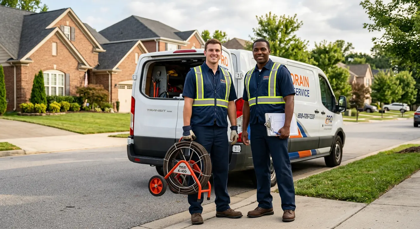 Sewer and drain service team with equipment ready for work in Golden Valley